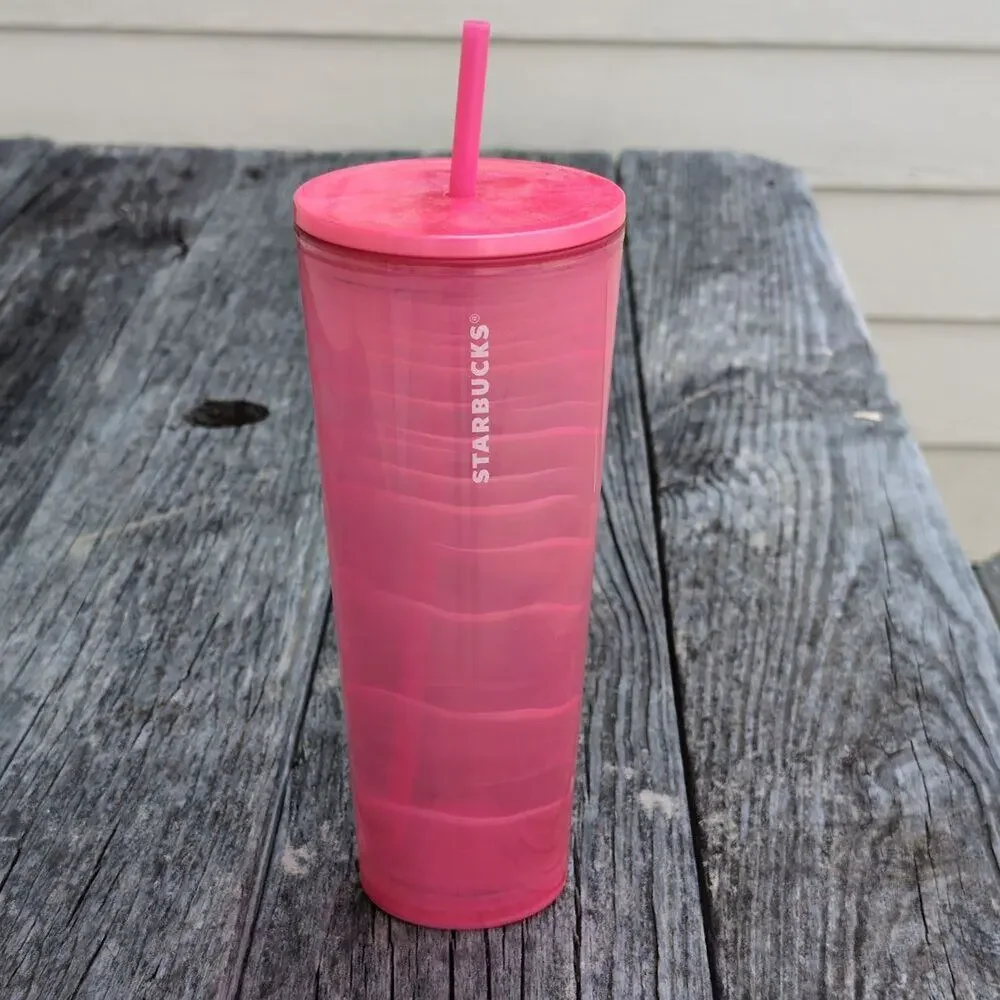 NWT Starbucks Pink Marble Bubblegum Cold Cup Tumbler Venti 24 oz. 2023